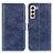Custodia Portafoglio In Pelle Cover con Supporto A04D per Samsung Galaxy S22 5G Blu