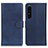 Custodia Portafoglio In Pelle Cover con Supporto A05D per Sony Xperia 1 V Blu