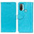 Custodia Portafoglio In Pelle Cover con Supporto A06D per Motorola Moto E20 Cielo Blu