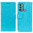 Custodia Portafoglio In Pelle Cover con Supporto A06D per Motorola Moto G40 Fusion Cielo Blu