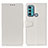 Custodia Portafoglio In Pelle Cover con Supporto A06D per Motorola Moto G60 Bianco