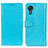 Custodia Portafoglio In Pelle Cover con Supporto A06D per Samsung Galaxy XCover 5 SM-G525F Cielo Blu