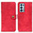Custodia Portafoglio In Pelle Cover con Supporto A07D per Oppo Reno6 Pro 5G Rosso