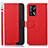 Custodia Portafoglio In Pelle Cover con Supporto A09D per Oppo A74 4G Rosso