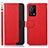 Custodia Portafoglio In Pelle Cover con Supporto A09D per Oppo K9 5G Rosso