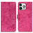 Custodia Portafoglio In Pelle Cover con Supporto A10 per Apple iPhone 13 Pro Rosa Caldo