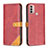 Custodia Portafoglio In Pelle Cover con Supporto B02F per Motorola Moto E20 Rosso