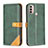 Custodia Portafoglio In Pelle Cover con Supporto B02F per Motorola Moto E30 Verde