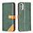 Custodia Portafoglio In Pelle Cover con Supporto B02F per Motorola Moto E32 Verde