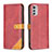 Custodia Portafoglio In Pelle Cover con Supporto B02F per Motorola Moto E32s Rosso