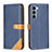 Custodia Portafoglio In Pelle Cover con Supporto B02F per Motorola Moto Edge S30 5G Blu