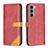 Custodia Portafoglio In Pelle Cover con Supporto B02F per Motorola Moto G200 5G Rosso