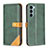 Custodia Portafoglio In Pelle Cover con Supporto B02F per Motorola Moto G200 5G Verde