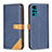 Custodia Portafoglio In Pelle Cover con Supporto B02F per Motorola Moto G22 Blu
