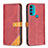Custodia Portafoglio In Pelle Cover con Supporto B02F per Motorola Moto G71 5G Rosso