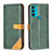 Custodia Portafoglio In Pelle Cover con Supporto B02F per Motorola Moto G71 5G Verde