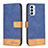 Custodia Portafoglio In Pelle Cover con Supporto B02F per Samsung Galaxy F23 5G Blu
