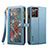 Custodia Portafoglio In Pelle Cover con Supporto B02S per Samsung Galaxy Note 20 5G Blu