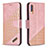 Custodia Portafoglio In Pelle Cover con Supporto B03F per Samsung Galaxy A70 Oro Rosa