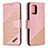 Custodia Portafoglio In Pelle Cover con Supporto B03F per Samsung Galaxy A91 Oro Rosa