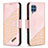 Custodia Portafoglio In Pelle Cover con Supporto B03F per Samsung Galaxy M32 4G Oro Rosa