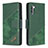 Custodia Portafoglio In Pelle Cover con Supporto B03F per Samsung Galaxy Note 10 5G Verde
