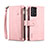 Custodia Portafoglio In Pelle Cover con Supporto B03S per Samsung Galaxy A52 5G Oro Rosa