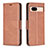 Custodia Portafoglio In Pelle Cover con Supporto B04F per Google Pixel 8a 5G Marrone