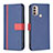 Custodia Portafoglio In Pelle Cover con Supporto B04F per Motorola Moto E20 Blu