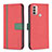 Custodia Portafoglio In Pelle Cover con Supporto B04F per Motorola Moto E20 Rosso
