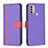 Custodia Portafoglio In Pelle Cover con Supporto B04F per Motorola Moto E20 Viola