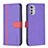 Custodia Portafoglio In Pelle Cover con Supporto B04F per Motorola Moto E32s Viola