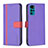 Custodia Portafoglio In Pelle Cover con Supporto B04F per Motorola Moto G22 Viola