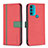 Custodia Portafoglio In Pelle Cover con Supporto B04F per Motorola Moto G71 5G Rosso