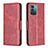 Custodia Portafoglio In Pelle Cover con Supporto B04F per Nokia G11 Rosso