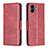 Custodia Portafoglio In Pelle Cover con Supporto B04F per Samsung Galaxy M04 Rosso