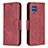 Custodia Portafoglio In Pelle Cover con Supporto B04F per Samsung Galaxy M32 4G Rosso