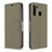 Custodia Portafoglio In Pelle Cover con Supporto B06F per Samsung Galaxy A21 Grigio
