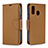 Custodia Portafoglio In Pelle Cover con Supporto B06F per Samsung Galaxy A40 Marrone