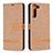 Custodia Portafoglio In Pelle Cover con Supporto B11F per Samsung Galaxy S21 5G Oro