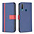 Custodia Portafoglio In Pelle Cover con Supporto B13F per Vivo Y12 Blu