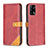 Custodia Portafoglio In Pelle Cover con Supporto B14F per Oppo A74 4G Rosso