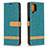 Custodia Portafoglio In Pelle Cover con Supporto B16F per Samsung Galaxy A12 5G Verde