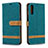 Custodia Portafoglio In Pelle Cover con Supporto B16F per Samsung Galaxy A70 Verde