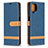 Custodia Portafoglio In Pelle Cover con Supporto B16F per Samsung Galaxy F12 Blu Notte