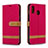 Custodia Portafoglio In Pelle Cover con Supporto B16F per Samsung Galaxy M10S Rosso