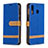 Custodia Portafoglio In Pelle Cover con Supporto B16F per Samsung Galaxy M30 Blu