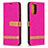 Custodia Portafoglio In Pelle Cover con Supporto B16F per Xiaomi Redmi Note 10 4G Rosa Caldo
