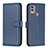 Custodia Portafoglio In Pelle Cover con Supporto B17F per Nokia C22 Blu