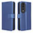 Custodia Portafoglio In Pelle Cover con Supporto BY1 per Huawei Honor 80 Pro 5G Blu